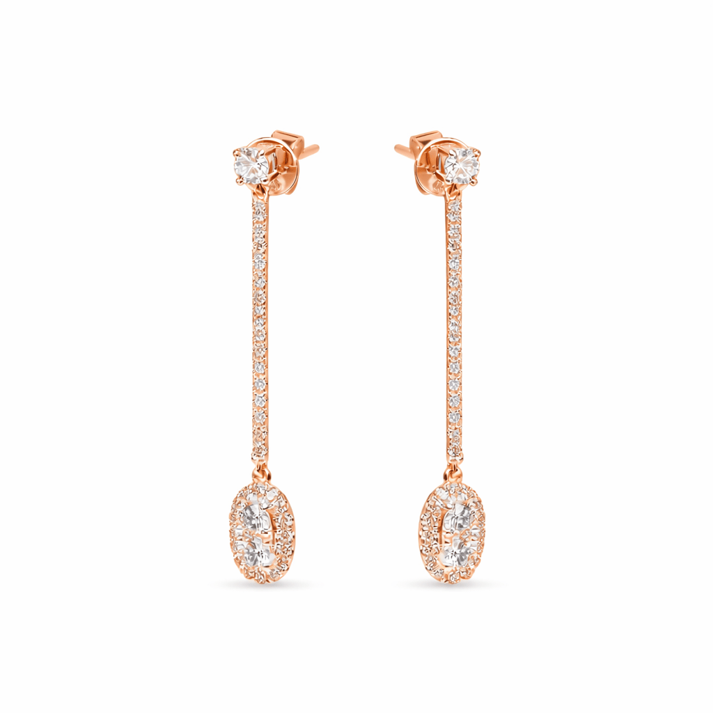 Oval Diamond Drop Earrings