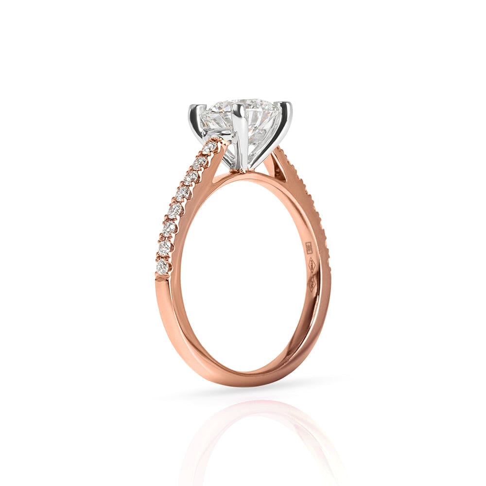 Classic Round 4 Prong Cathedral Sidestones Engagement Ring