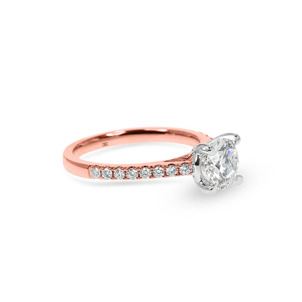 Classic Round 4 Prong Cathedral Sidestones Engagement Ring