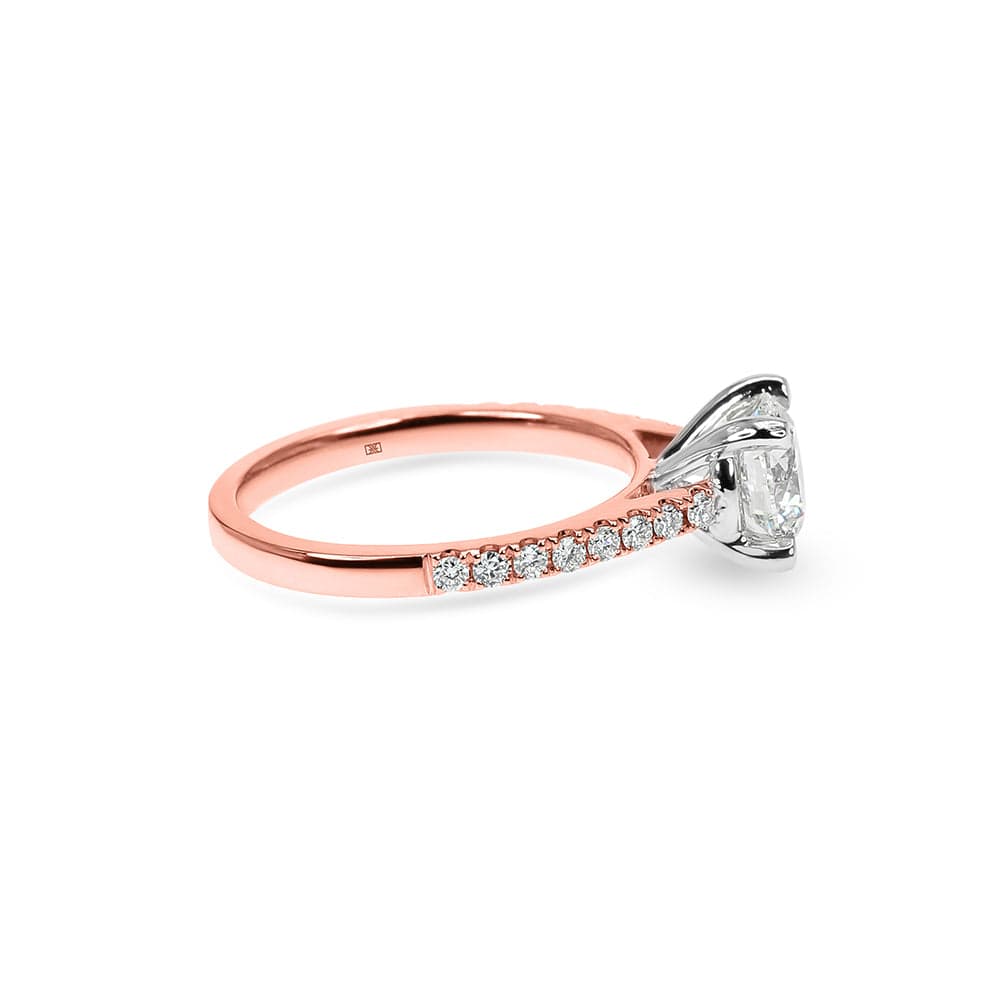 Classic Round 4 Prong Cathedral Sidestones Engagement Ring