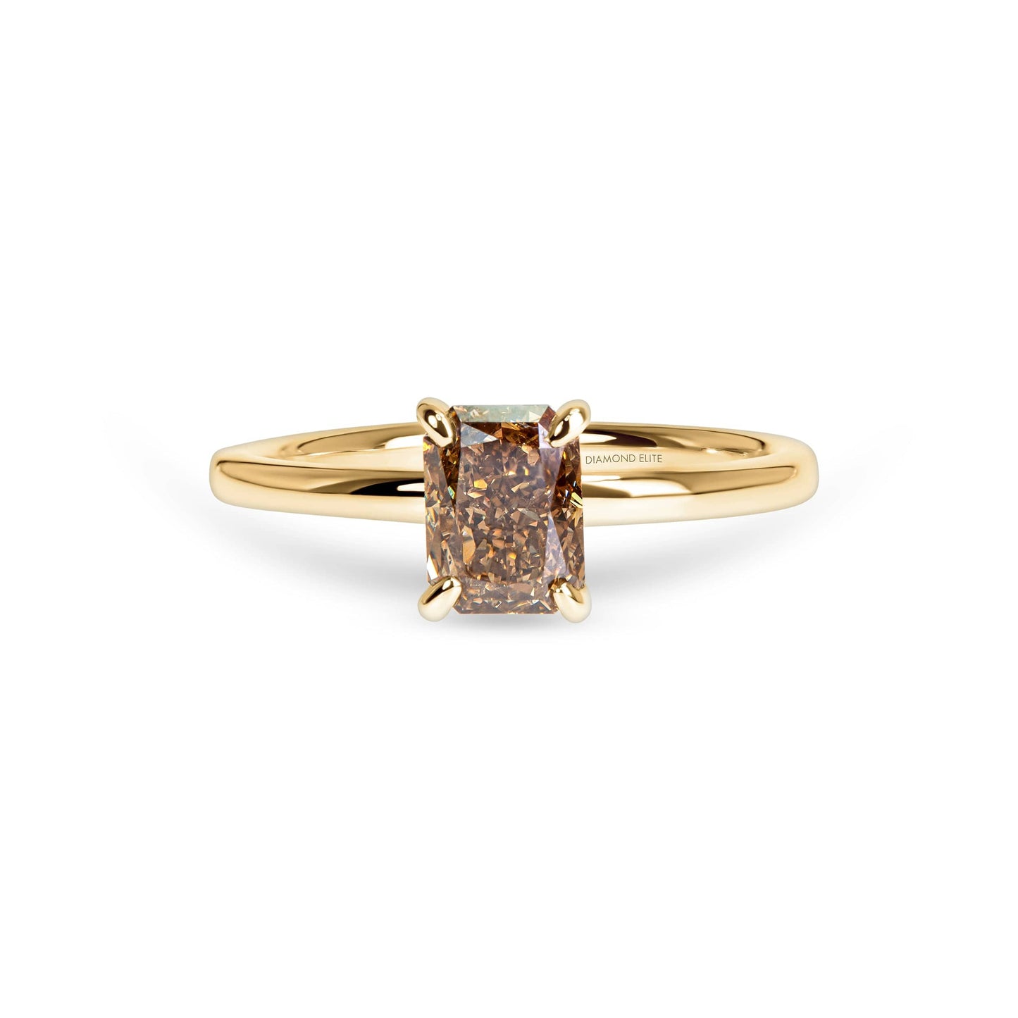 Lab Grown Cognac Radiant Cut Diamond Solitaire