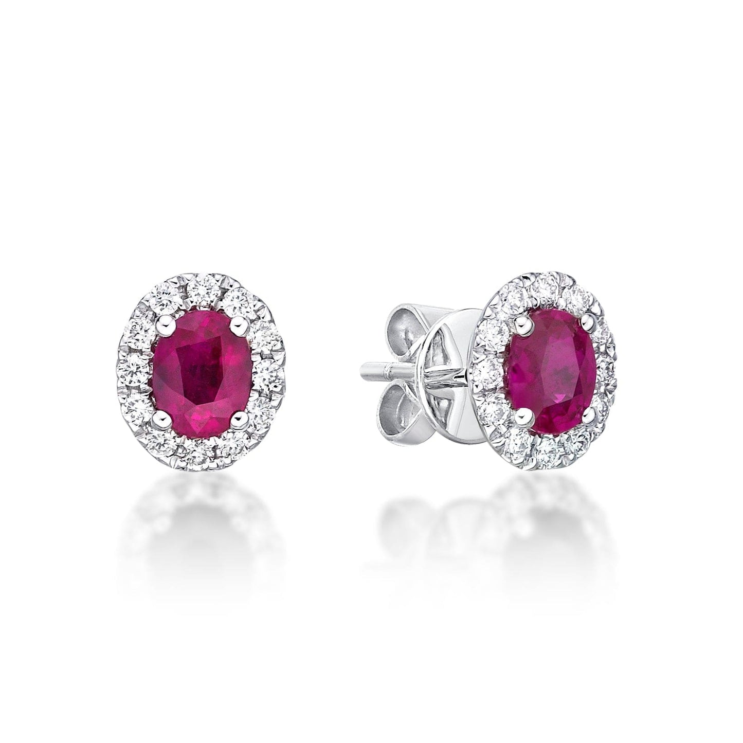 Ruby Oval Halo Earrings