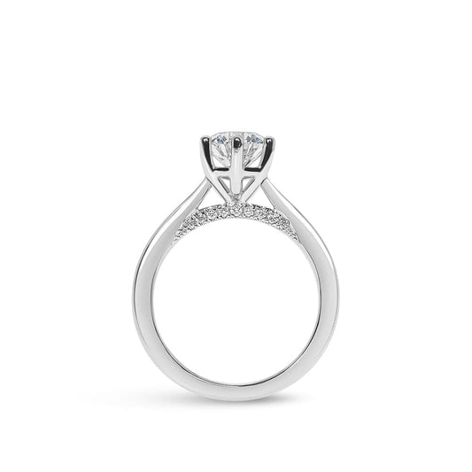 Classic Round Solitaire with Diamonds Bridge Engagement Ring