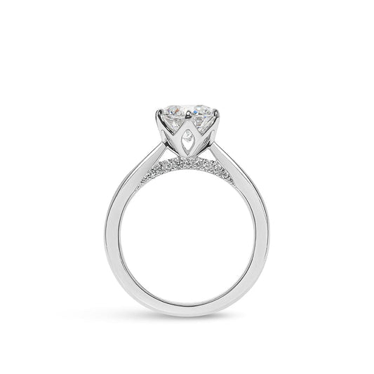 Sutton Round Solitaire with Bridge Diamond Engagement Ring