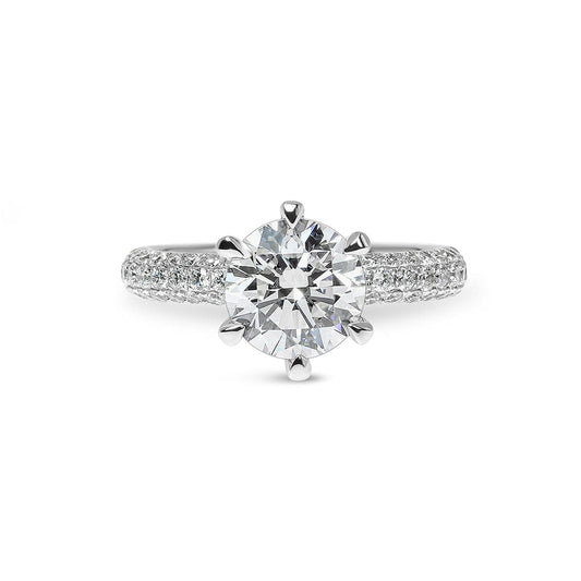 Kaylee Round Cut Diamond & Micropave Sidestones Engagement Ring