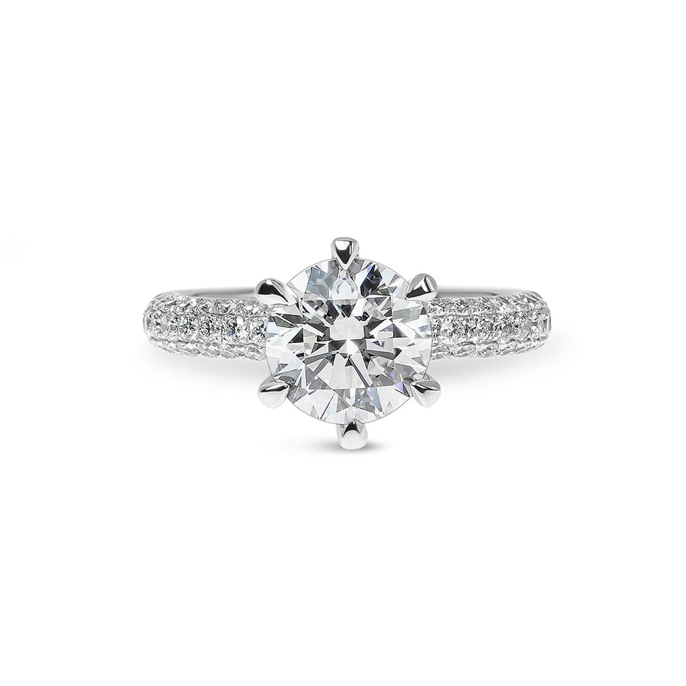 Kaylee Round Cut Diamond & Micropave Sidestones Engagement Ring