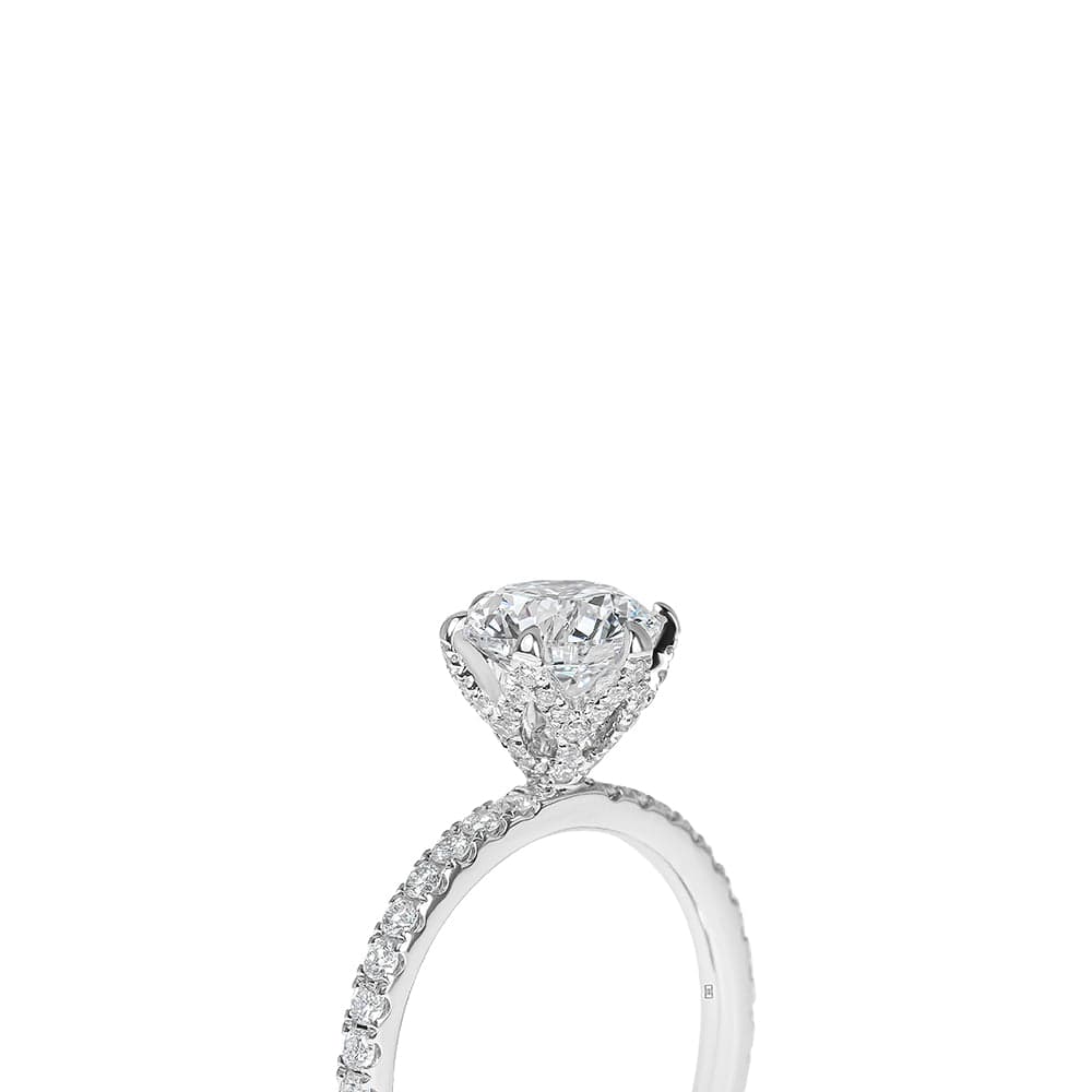 Melody Round Cut Diamond with Diamonds Basket & Sidestones Engagement Ring