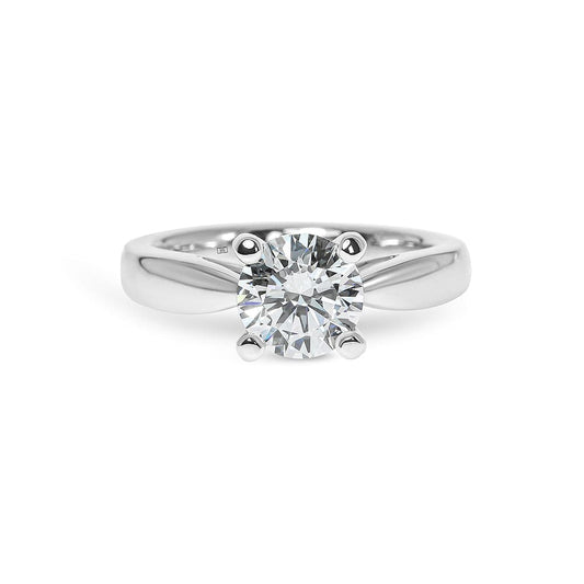 Mia Round 4 Prong Cathedral Solitaire wiith Tapered Band Engagement Ring