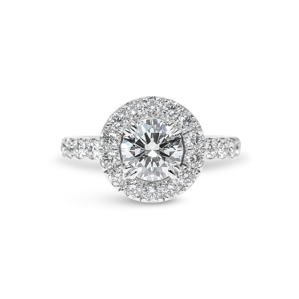 Nicole Round Cut Diamond with Diamond Halo & Sidestones Engagement Ring