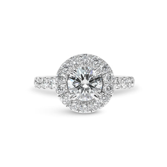 Nicole Round Cut Diamond with Diamond Halo & Sidestones Engagement Ring