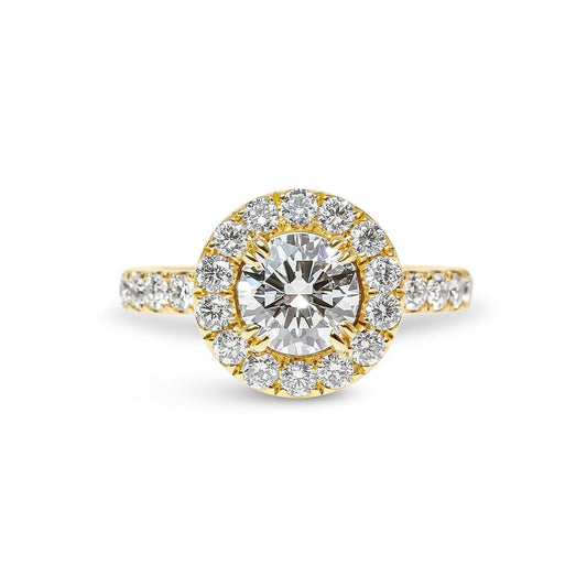 Nicole Round Cut Diamond with Diamond Halo & Sidestones Engagement Ring