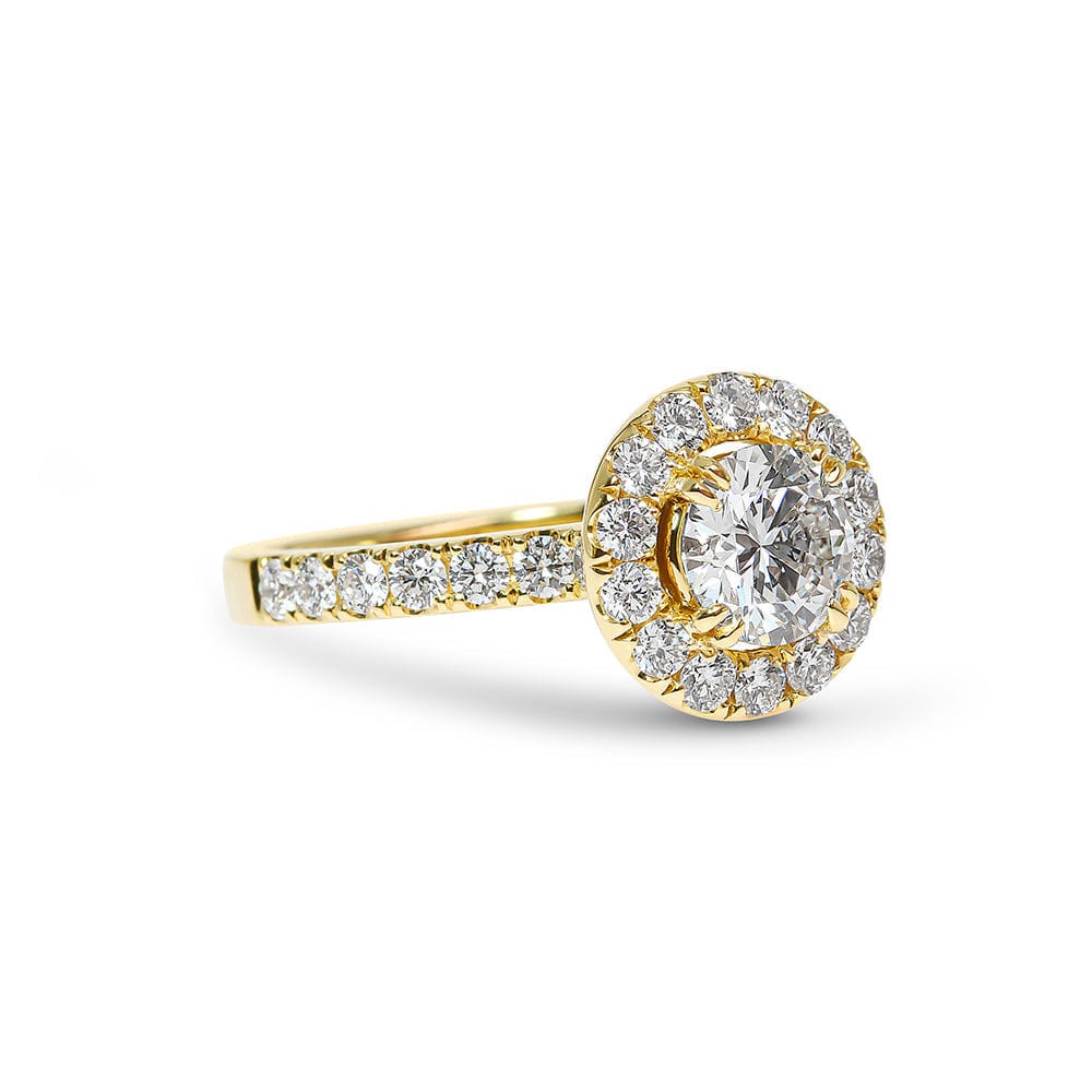 Nicole Round Cut Diamond with Diamond Halo & Sidestones Engagement Ring