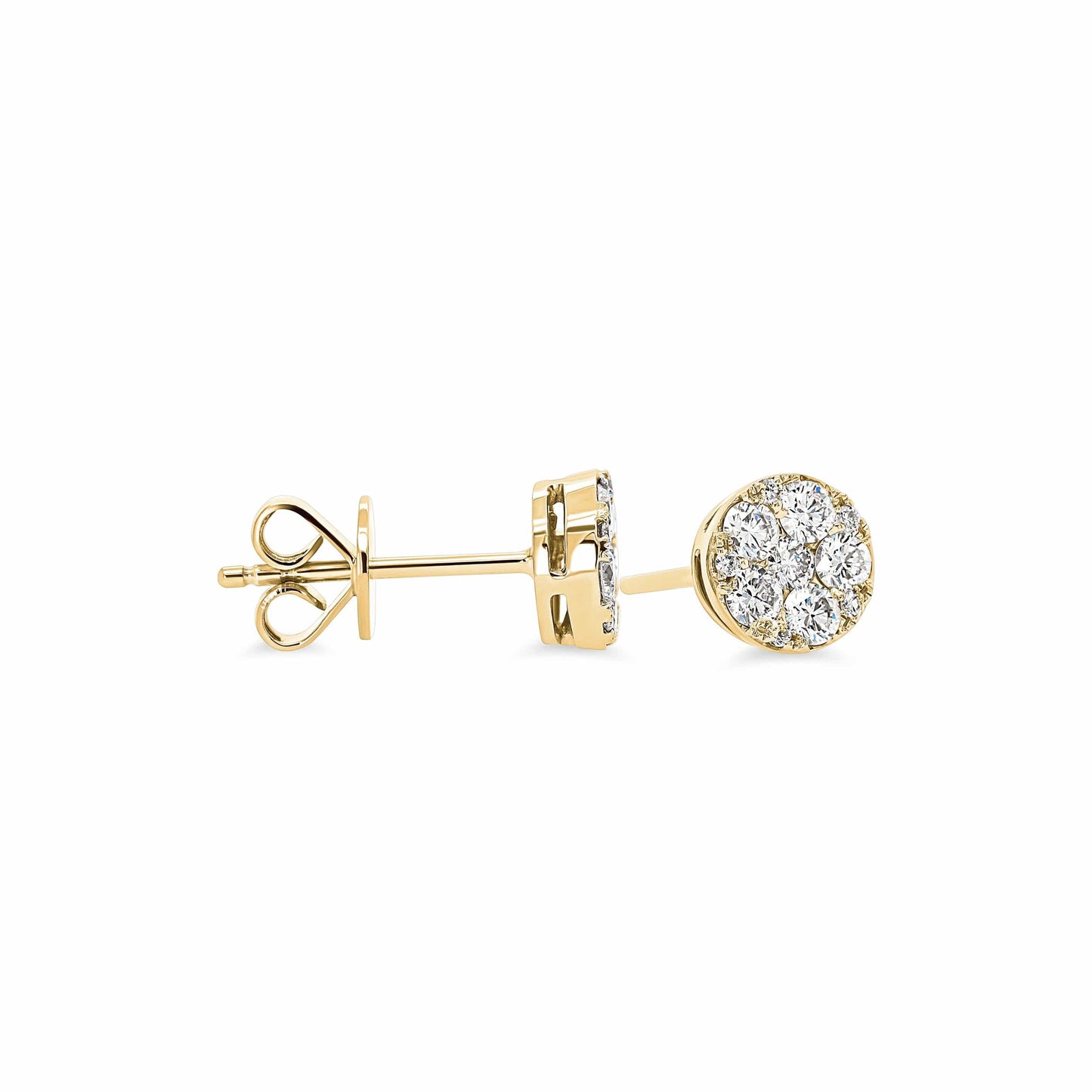 Round Diamond Cluster Earrings