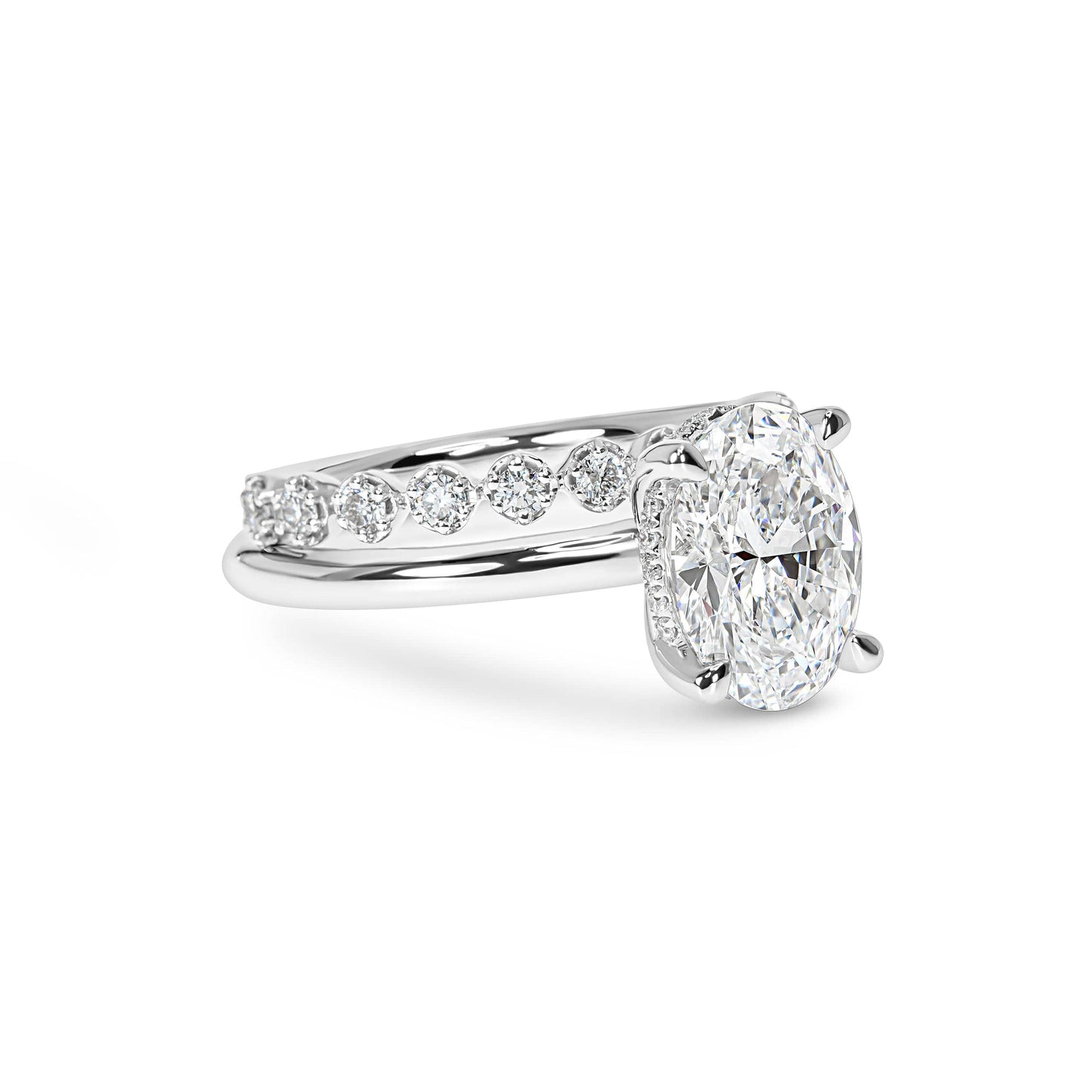 Michelle Oval Solitaire Hidden Halo Ring