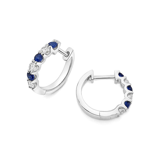 蓝宝石与钻石三叶草耳环