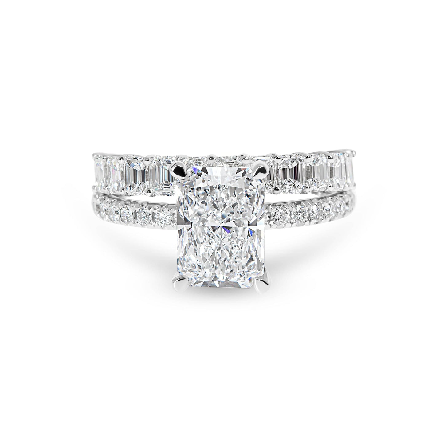 Chunky 2ctw Emerald Cut Diamond Basket Ring