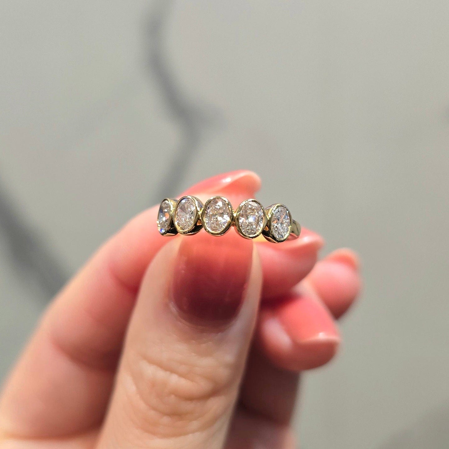 Bezel Oval Cut Wedding Band
