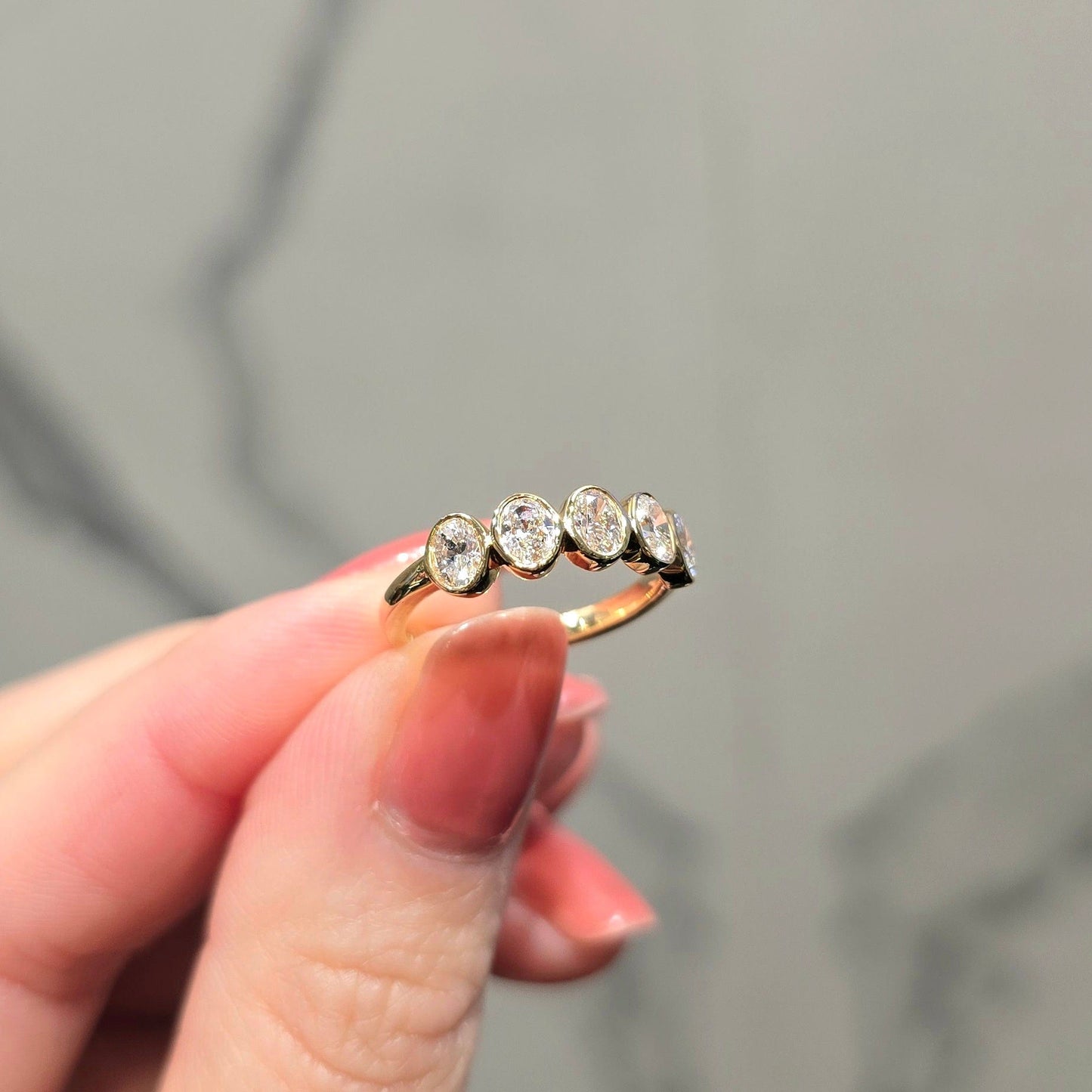 Bezel Oval Cut Wedding Band