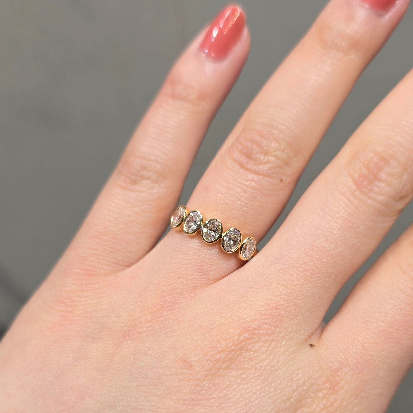 Bezel Oval Cut Wedding Band