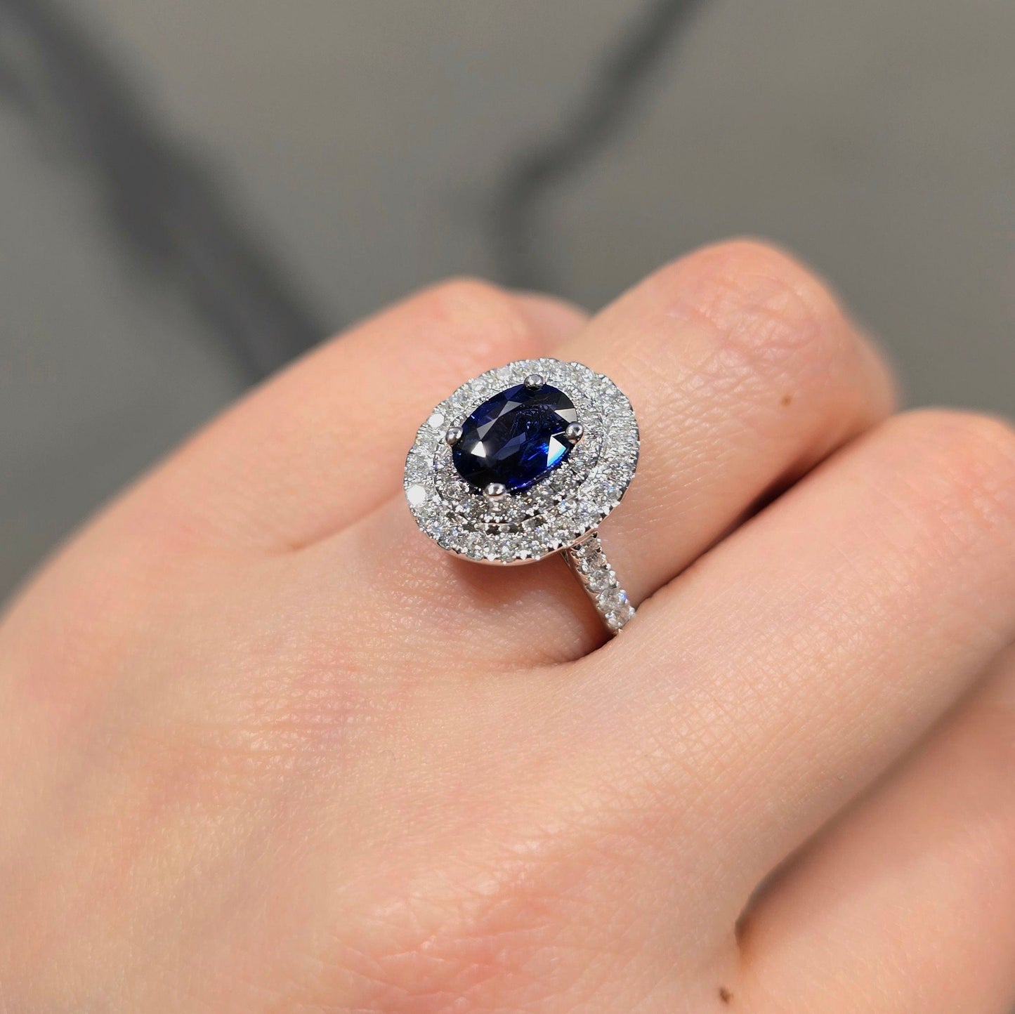 Diamond Double Halo Sapphire Ring