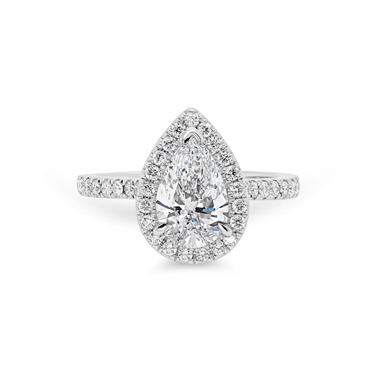Diamond Halo Pear Engagement Ring