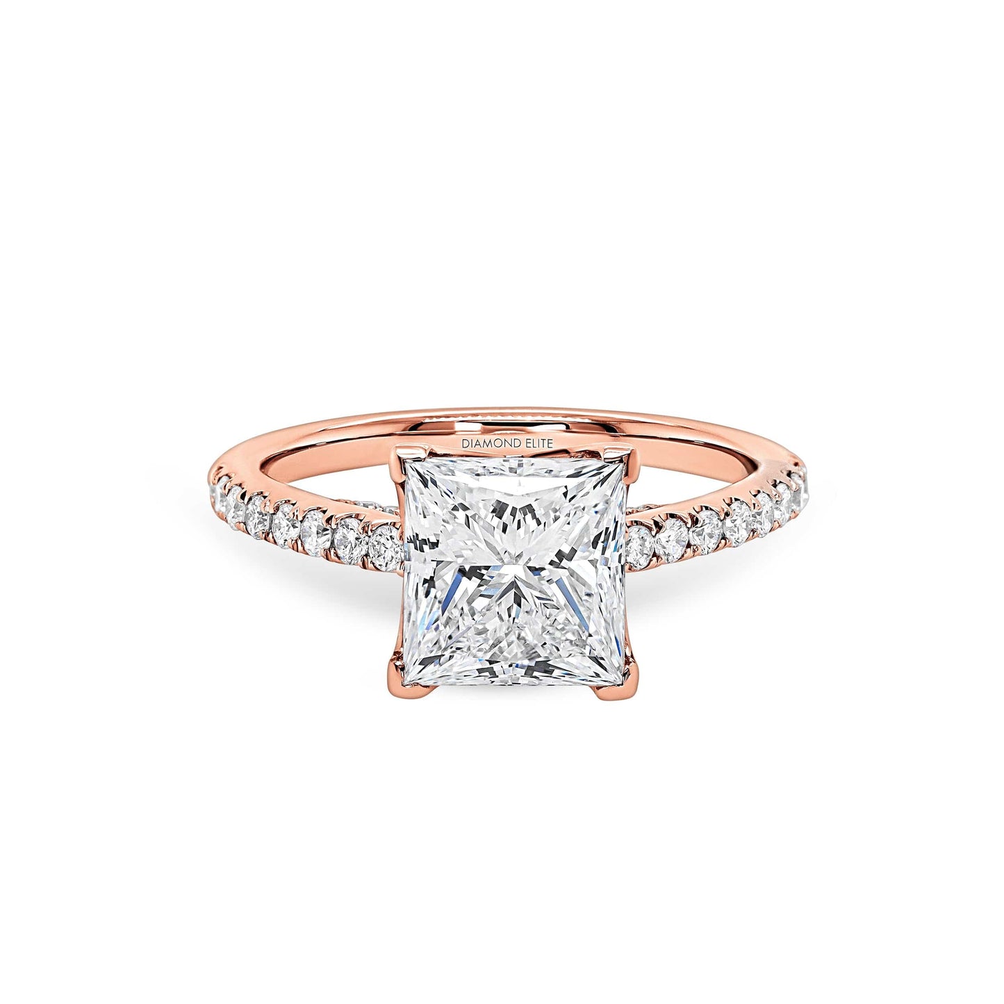 Princess Cut with Tulip Hidden Halo Engagement Ring