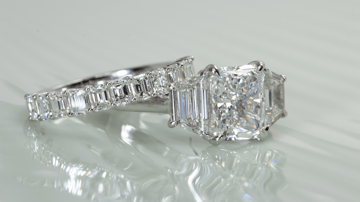 Emerald Basket Wedding Band