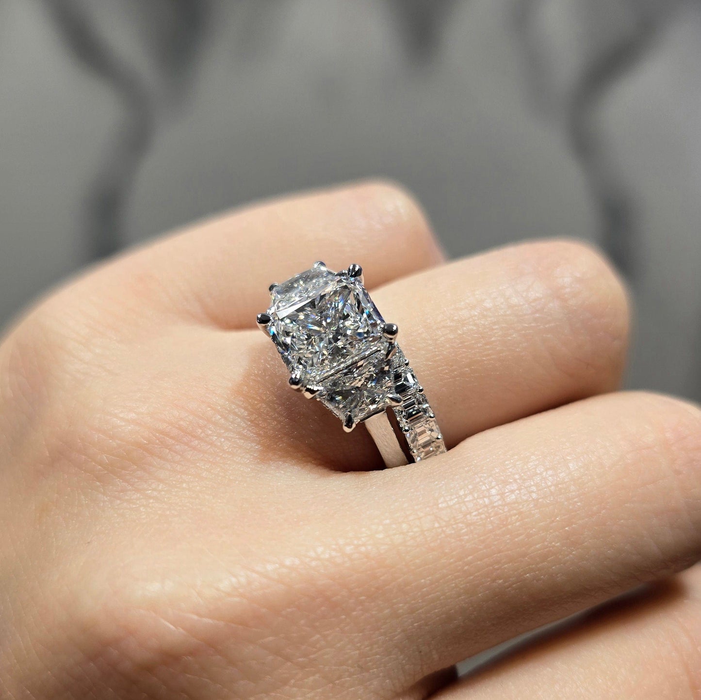 Emerald Basket Wedding Band