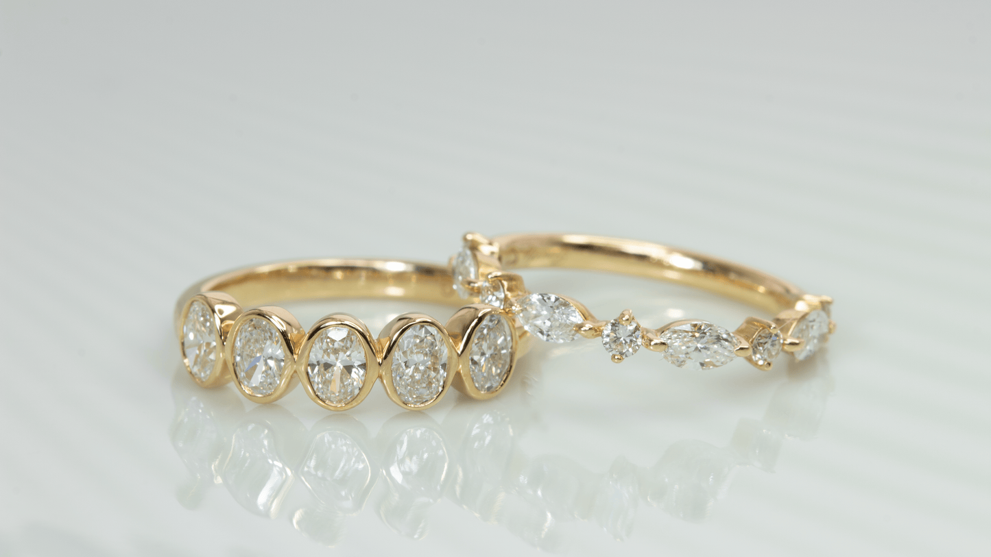 Bronte Oval Bezel Wedding Band