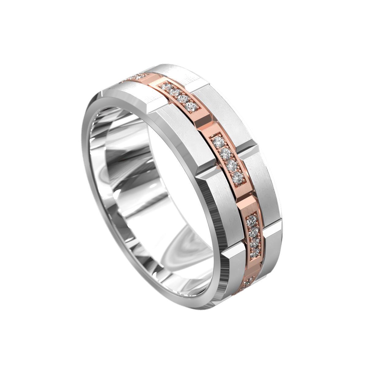 Memphis Chain Link Two Tone Mens Wedding Band