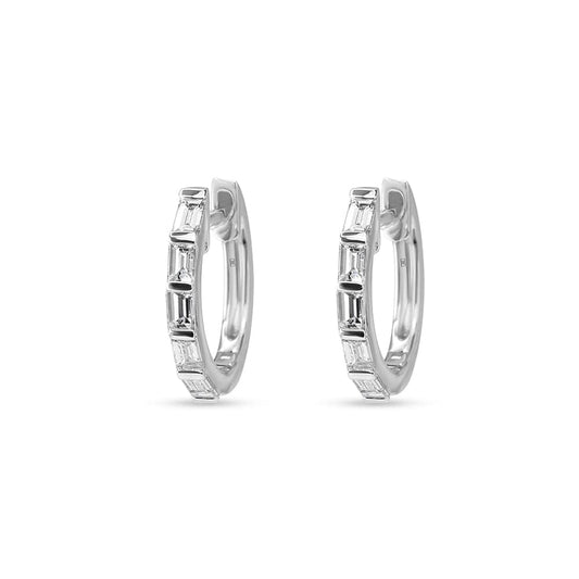 长方形钻石圈形耳环