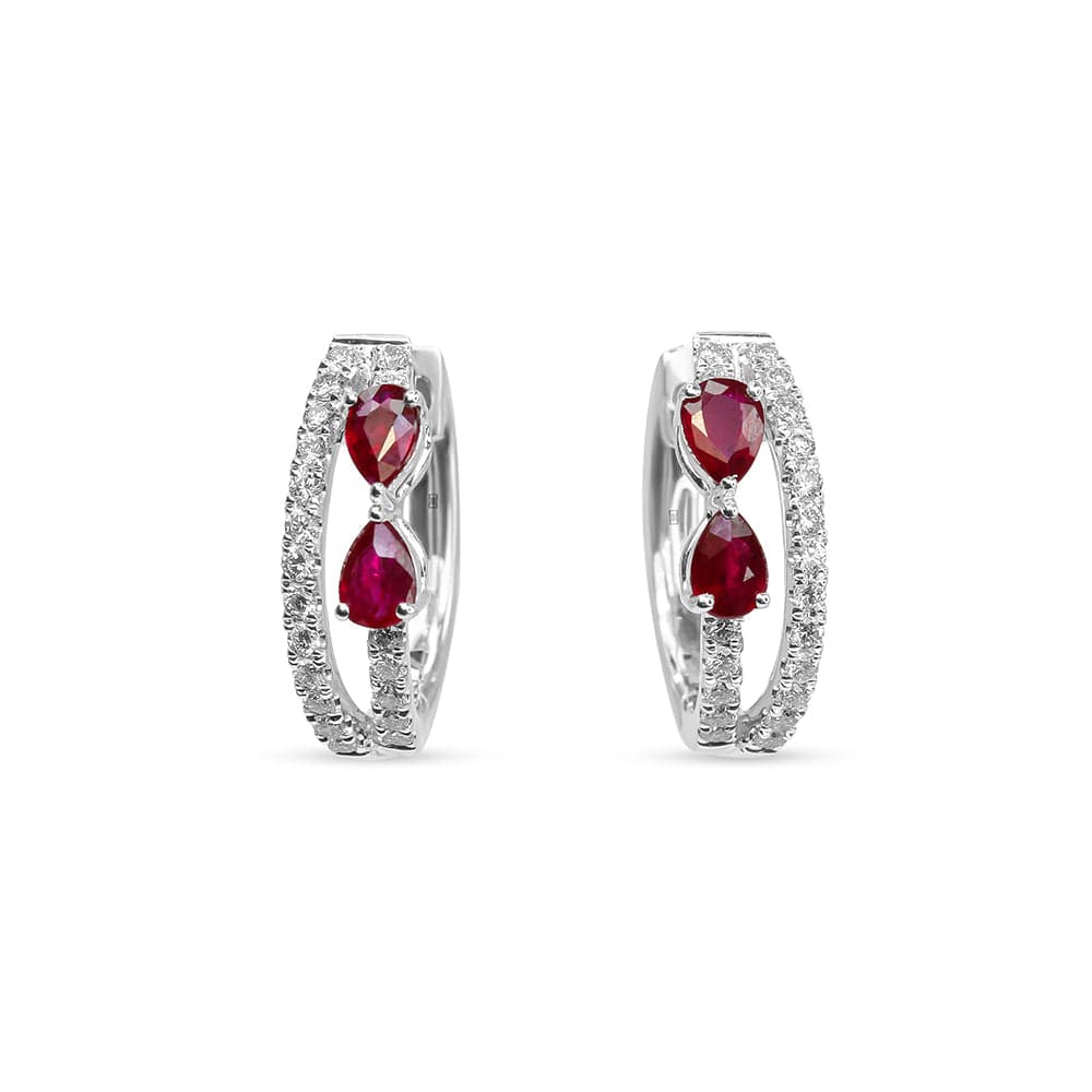 Ruby & Diamond Huggies Earrings