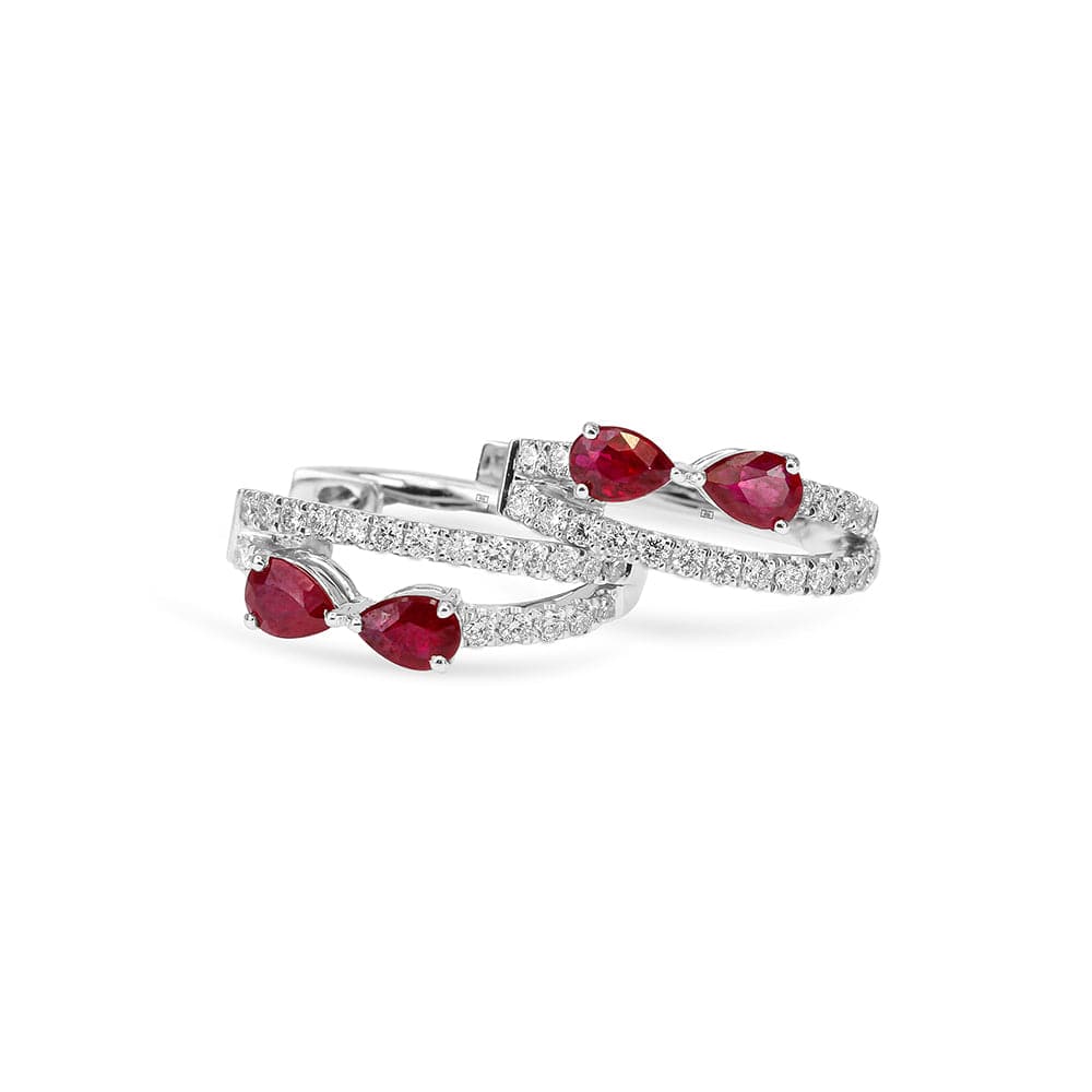 Ruby & Diamond Huggies Earrings