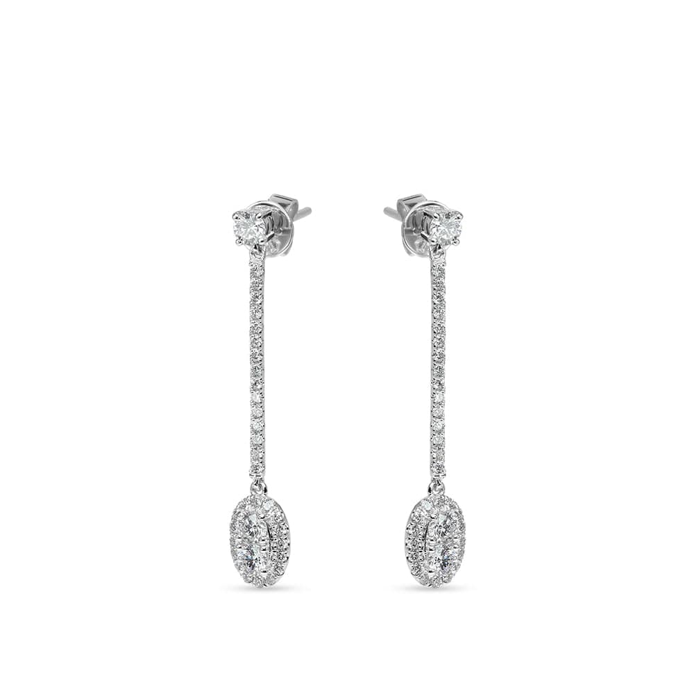 Oval Diamond Drop Earrings – Diamond Elite - Main Image