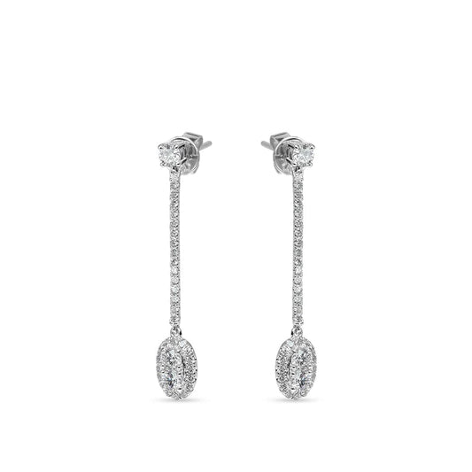 椭圆形钻石吊式耳环