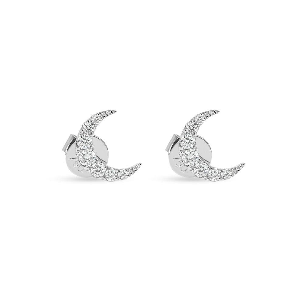 Crescent Moon Diamond Studs Earrings
