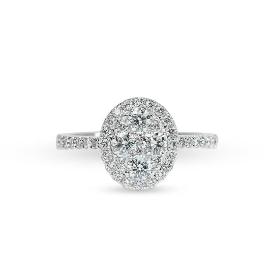 椭圆形钻石簇钻石戒指