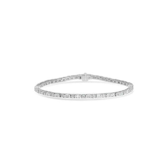 Baguette & Round Diamond Tennis Bracelet