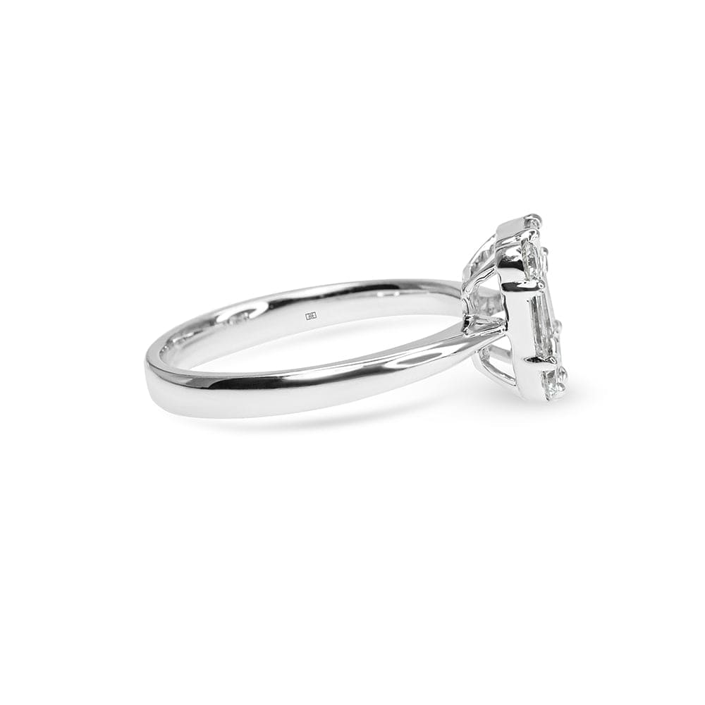 Emerald Cluster Round & Baguette Diamond Ring