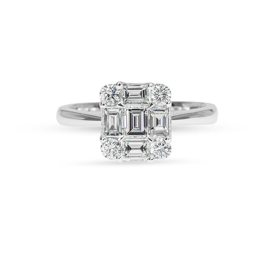 祖母绿簇状圆形和长方形钻石戒指