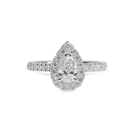 Elizabeth Pear Shape Pave Diamond Halo