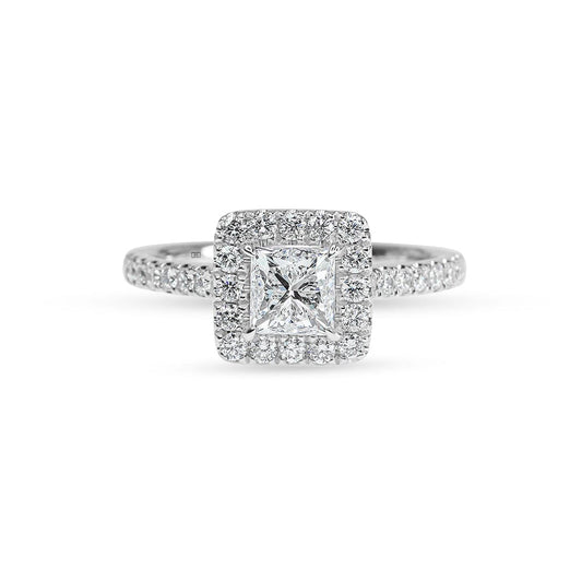 Odessa Princess Diamond Halo & Sidestones Engagement Ring