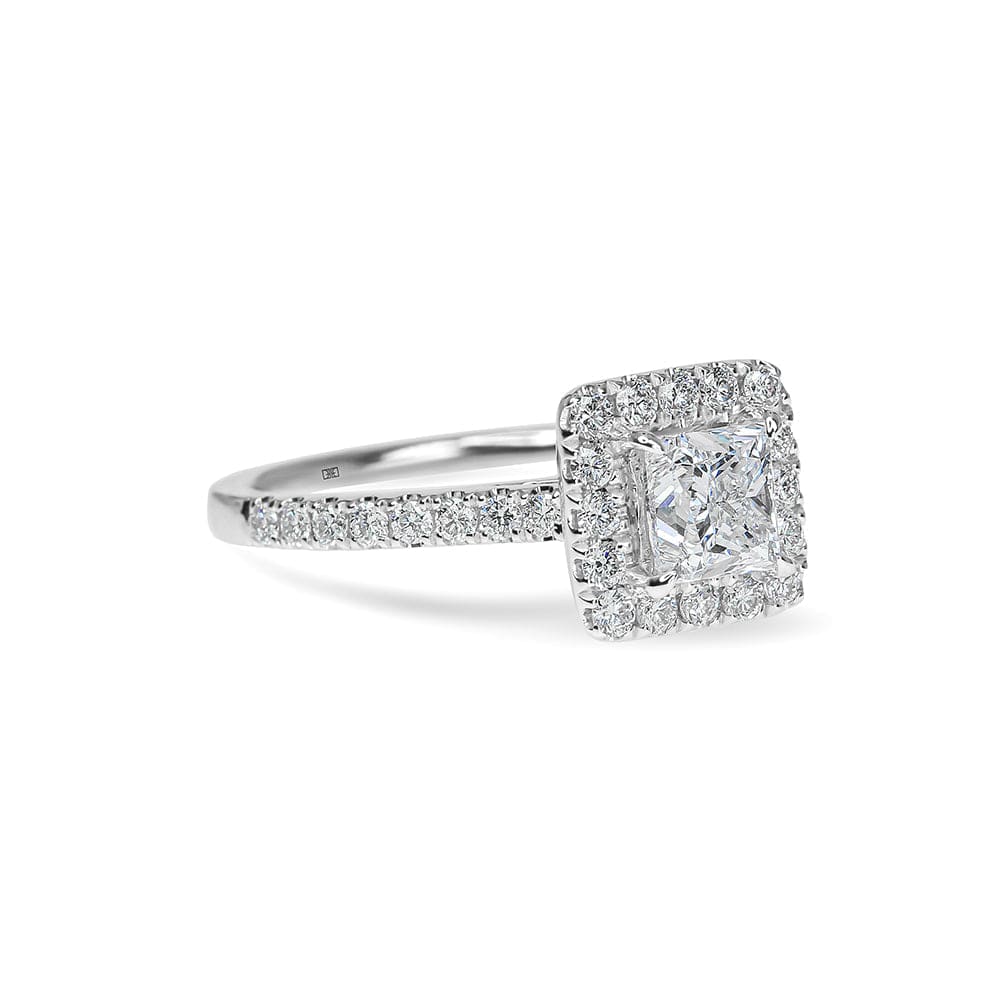 Odessa Princess Diamond Halo & Sidestones Engagement Ring