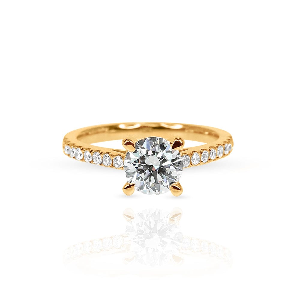 Classic Round 4 Prong Cathedral Sidestones Engagement Ring