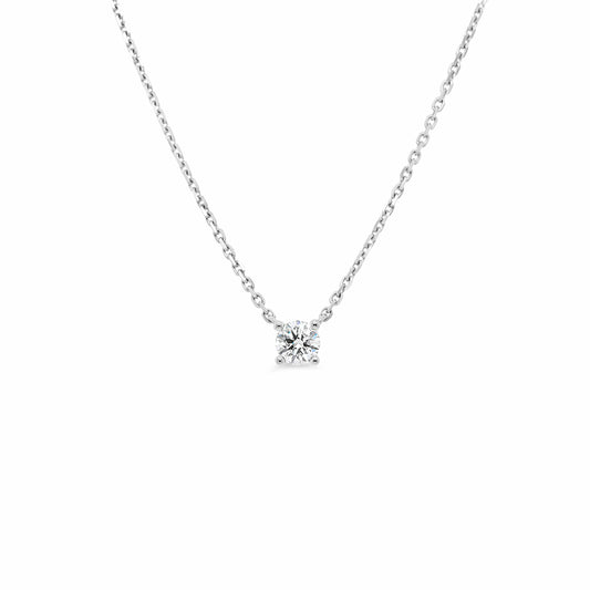 GIA 0.30ct 4 Claw Fixed Chain Round Solitaire Necklace