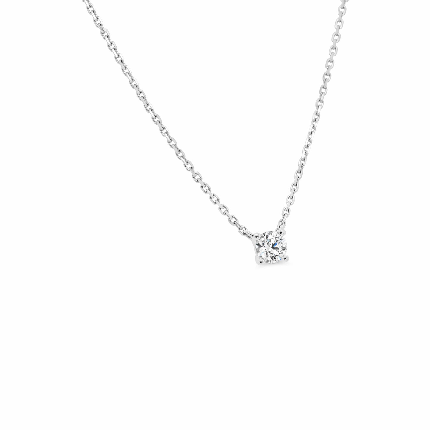GIA 0.30ct 4 Claw Fixed Chain Round Solitaire Necklace