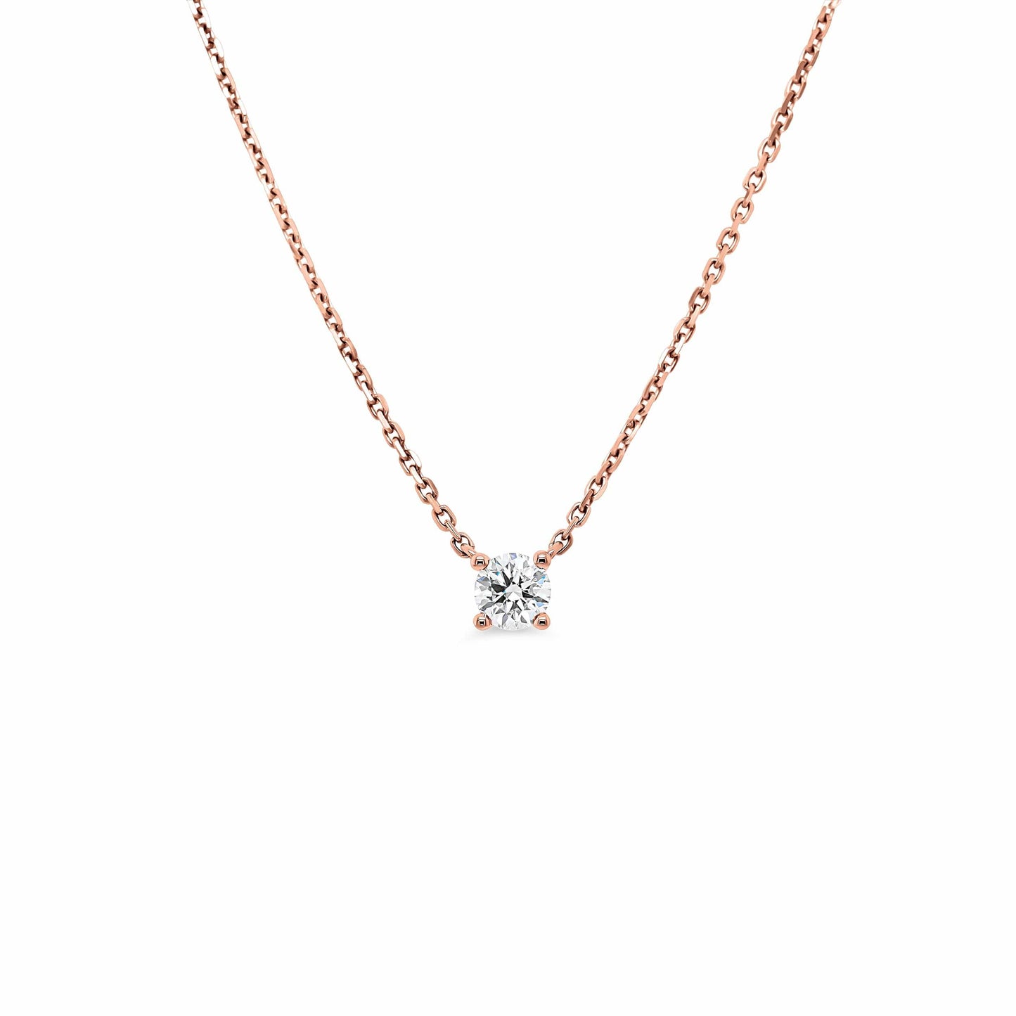 GIA 0.30ct 4 Claw Fixed Chain Round Solitaire Necklace