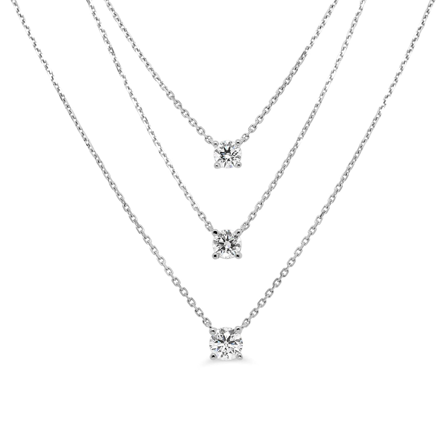 GIA 0.30ct 4 Claw Fixed Chain Round Solitaire Necklace