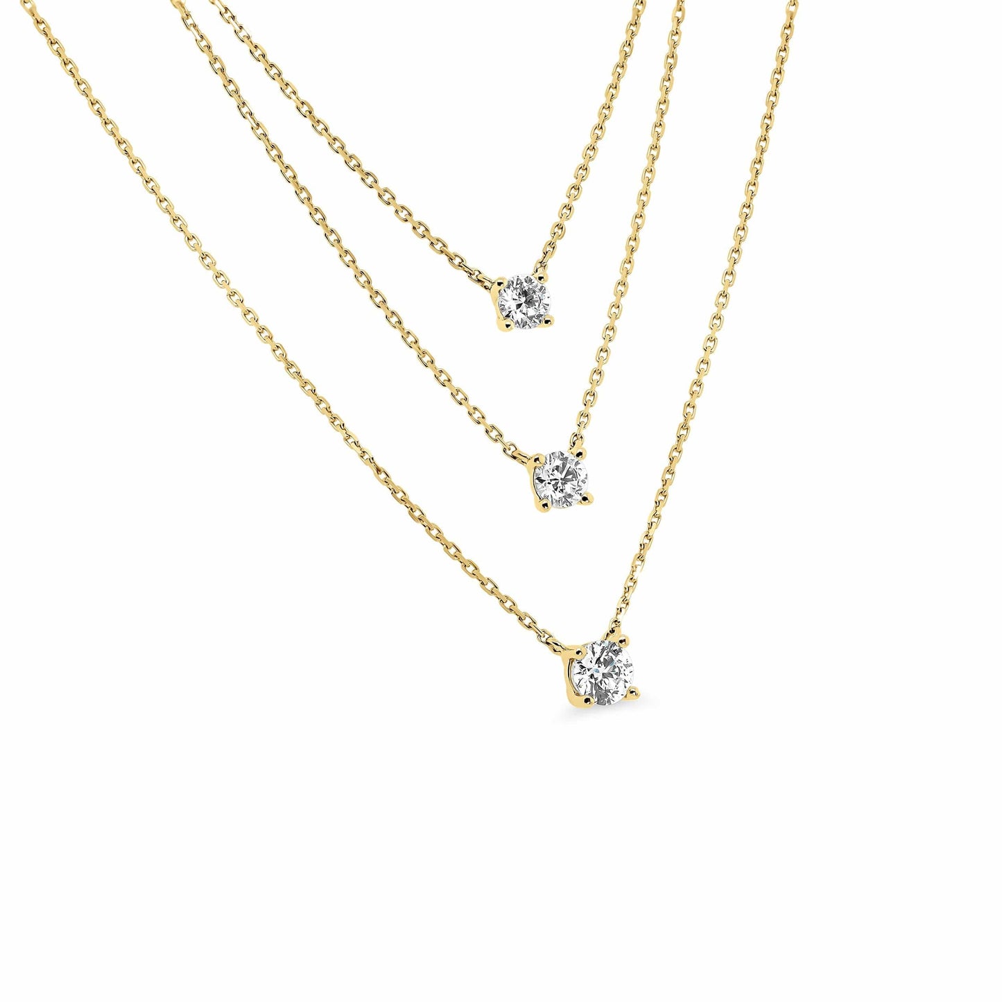 GIA 0.30ct 4 Claw Fixed Chain Round Solitaire Necklace