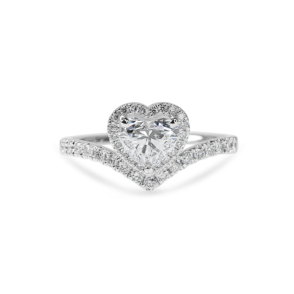 Lab Grown Charlotte Heart Shape Diamond Halo & Sidestone Engagement Ring